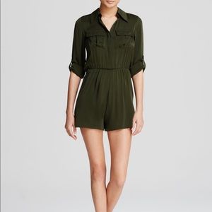 Alice+Olivia silk green meera cargo romper